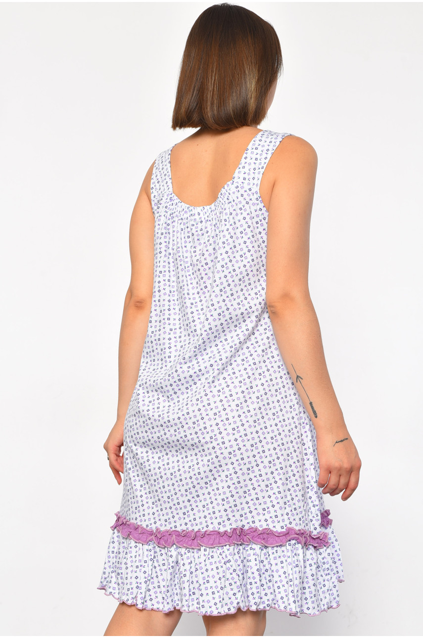 Ночнушка женская полубатальная белого цвета с цветочным принтом 652 187023 Ночнушка женская полубатальная белого цвета с цветочным принтом 652 187023