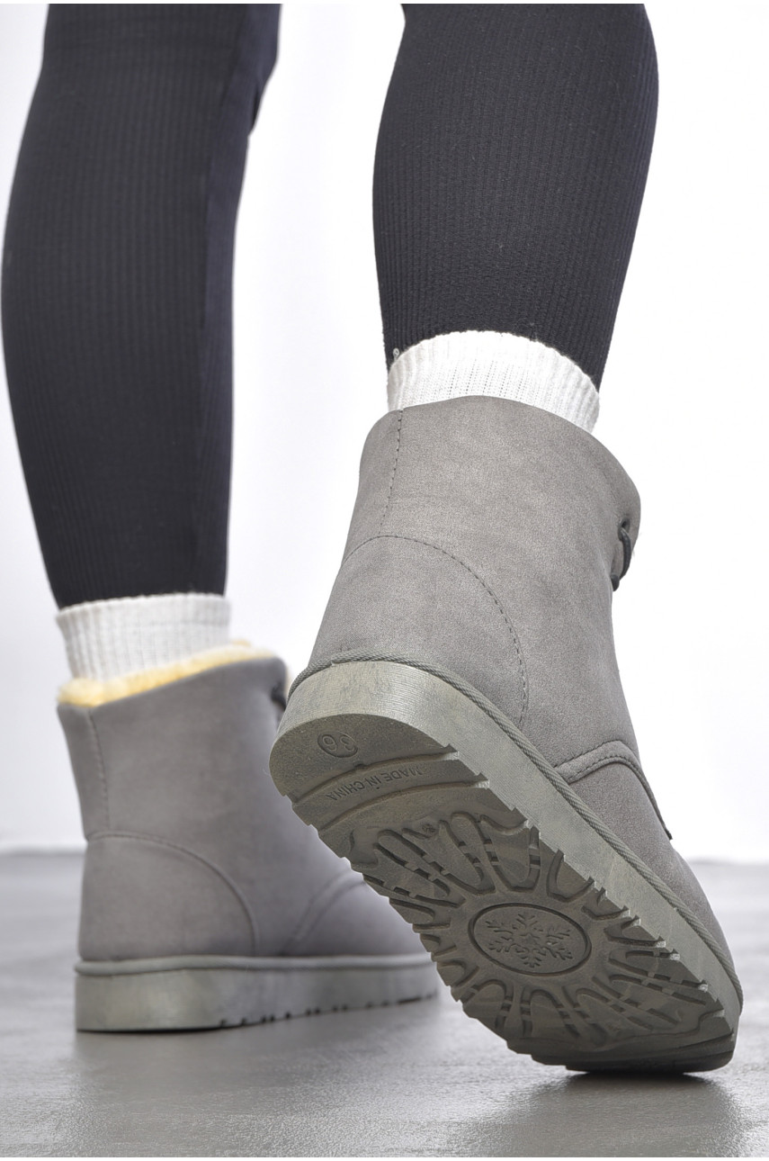 Ботинки женские зимние на меху серого цвета 2302 187029 Ботинки женские зимние на меху серого цвета 2302 187029