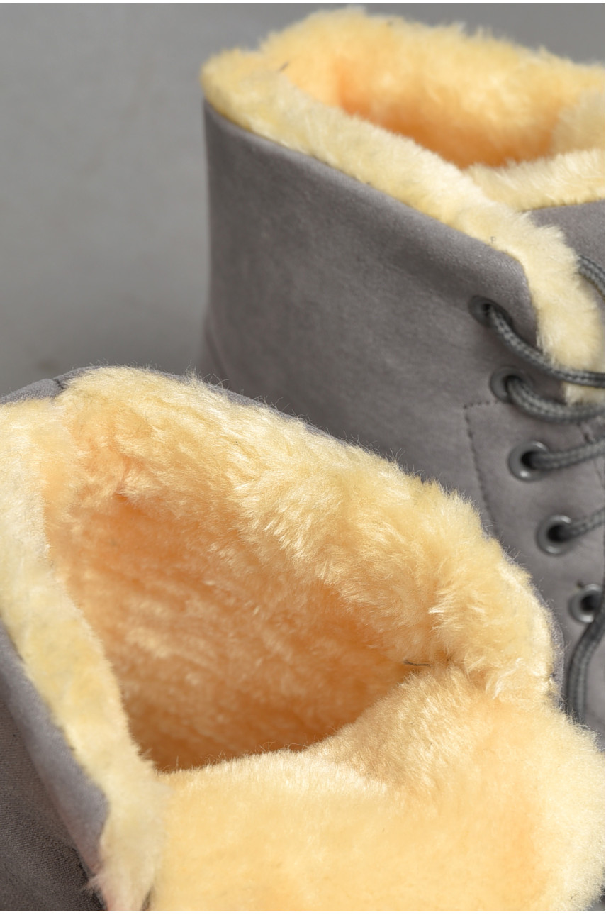 Ботинки женские зимние на меху серого цвета 2302 187029 Ботинки женские зимние на меху серого цвета 2302 187029