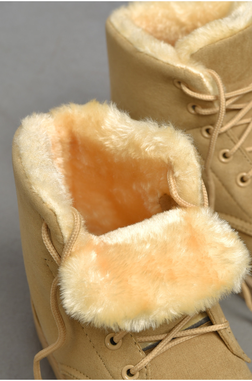 Ботинки женские зимние на меху бежевого цвета 2302 187032 Ботинки женские зимние на меху бежевого цвета 2302 187032