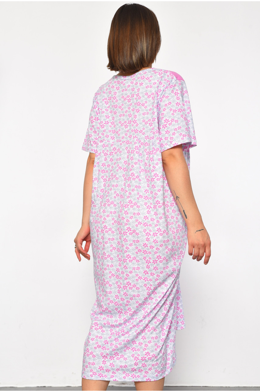 Ночная рубашка женская полубатальная белого цвета с цветочным принтом 101 187047 Ночная рубашка женская полубатальная белого цвета с цветочным принтом 101 187047