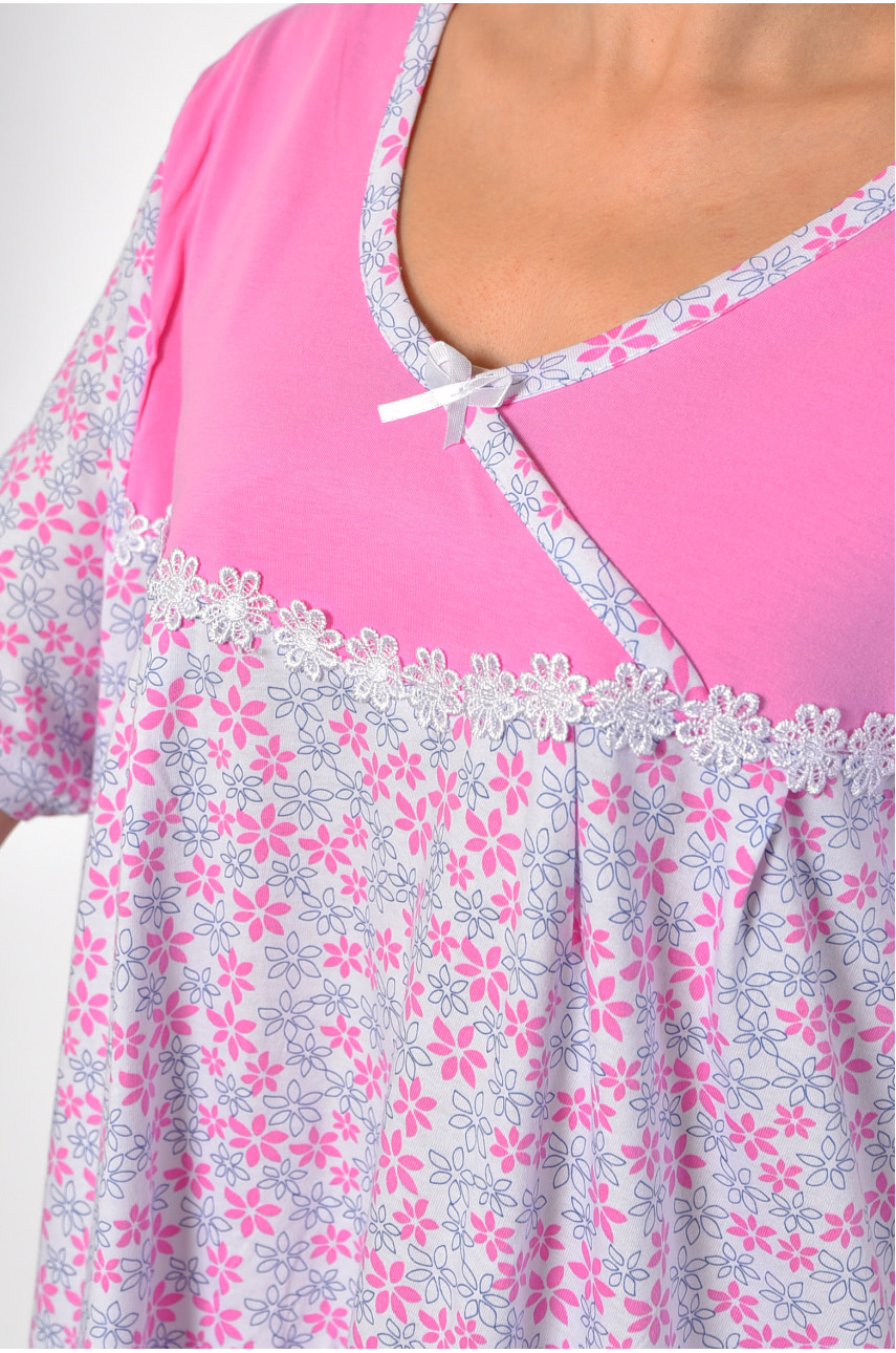 Ночная рубашка женская полубатальная белого цвета с цветочным принтом 101 187047 Ночная рубашка женская полубатальная белого цвета с цветочным принтом 101 187047