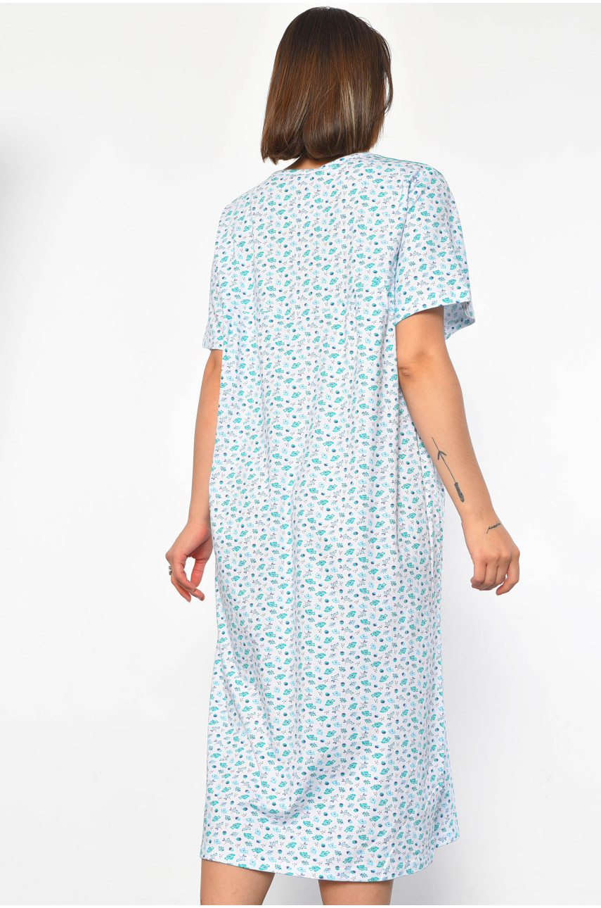 Ночная рубашка женская полубатальная белого цвета с цветочным принтом 101 187048 Ночная рубашка женская полубатальная белого цвета с цветочным принтом 101 187048