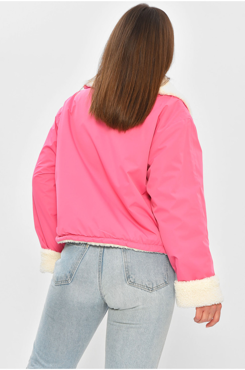 Куртка жіноча демісезонна двостороння на штучному хутрі рожевого кольору 8207 187052 Куртка жіноча демісезонна двостороння на штучному хутрі рожевого кольору 8207 187052