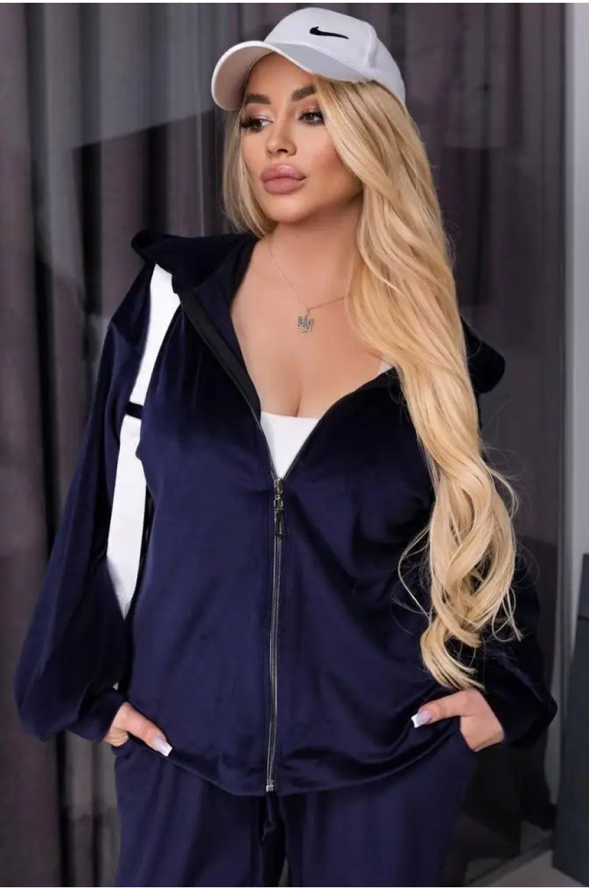 Спортивный костюм женский темно-синего цвета 1117 187066 Спортивный костюм женский темно-синего цвета 1117 187066