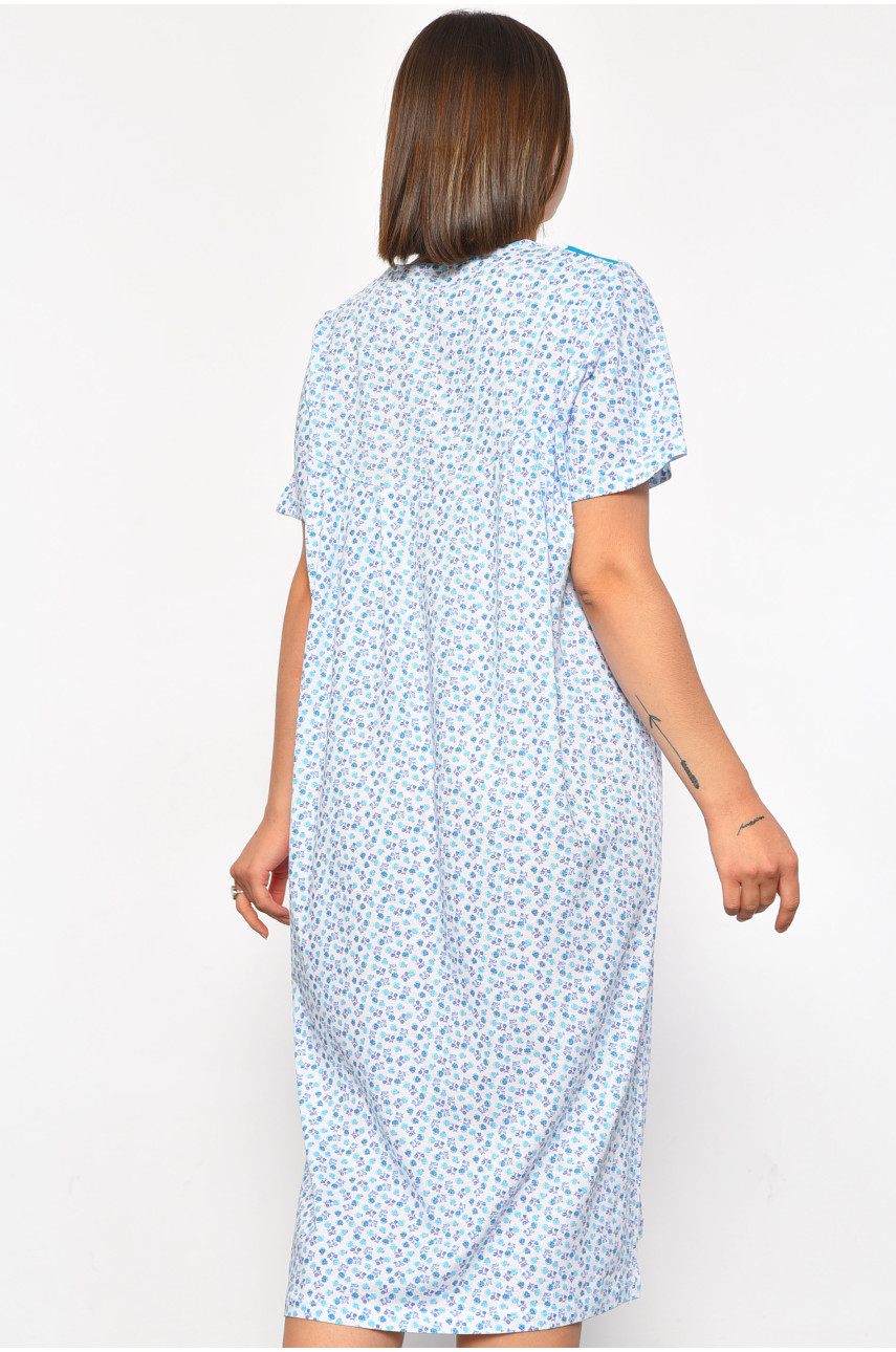 Нічна сорочка напівбатальна жіноча білого кольору з принтом 187085 Нічна сорочка напівбатальна жіноча білого кольору з принтом 187085