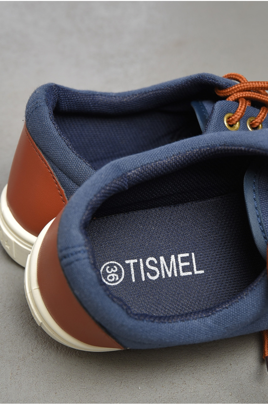 Мокасины женские синего цвета на шнуровке текстиль 309-11 187146