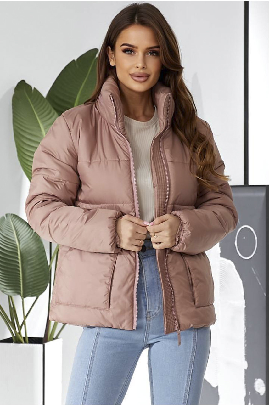 Куртка жіноча демісезонна пудрового кольору 187149 Куртка жіноча демісезонна пудрового кольору 187149