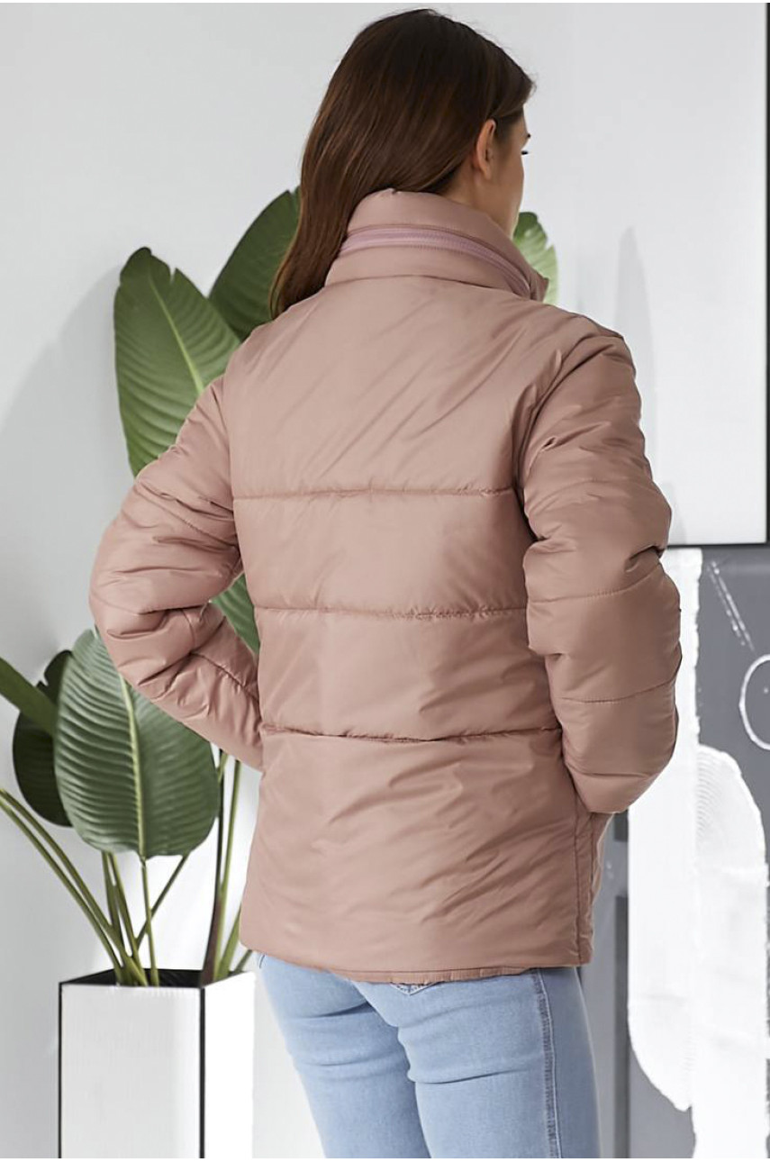 Куртка жіноча демісезонна пудрового кольору 187149 Куртка жіноча демісезонна пудрового кольору 187149
