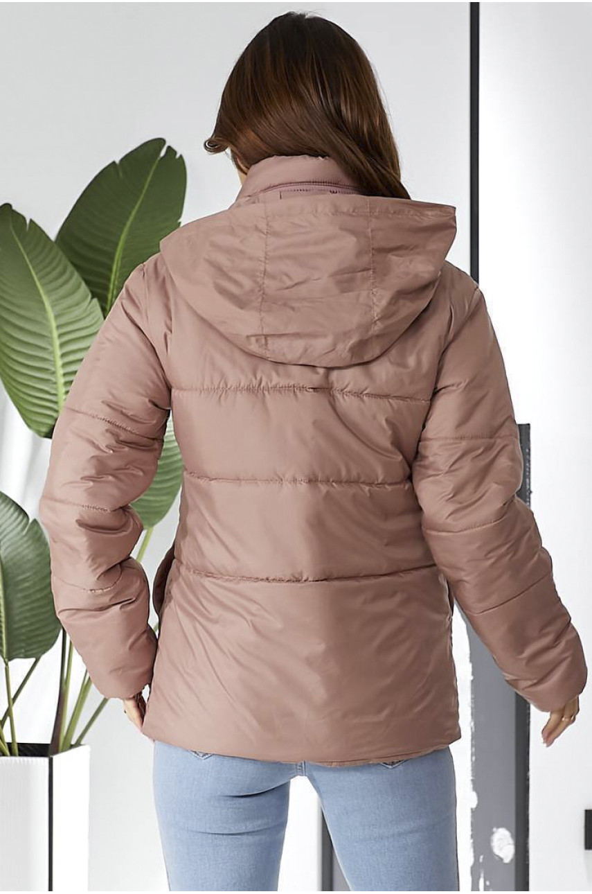 Куртка жіноча демісезонна пудрового кольору 187149 Куртка жіноча демісезонна пудрового кольору 187149