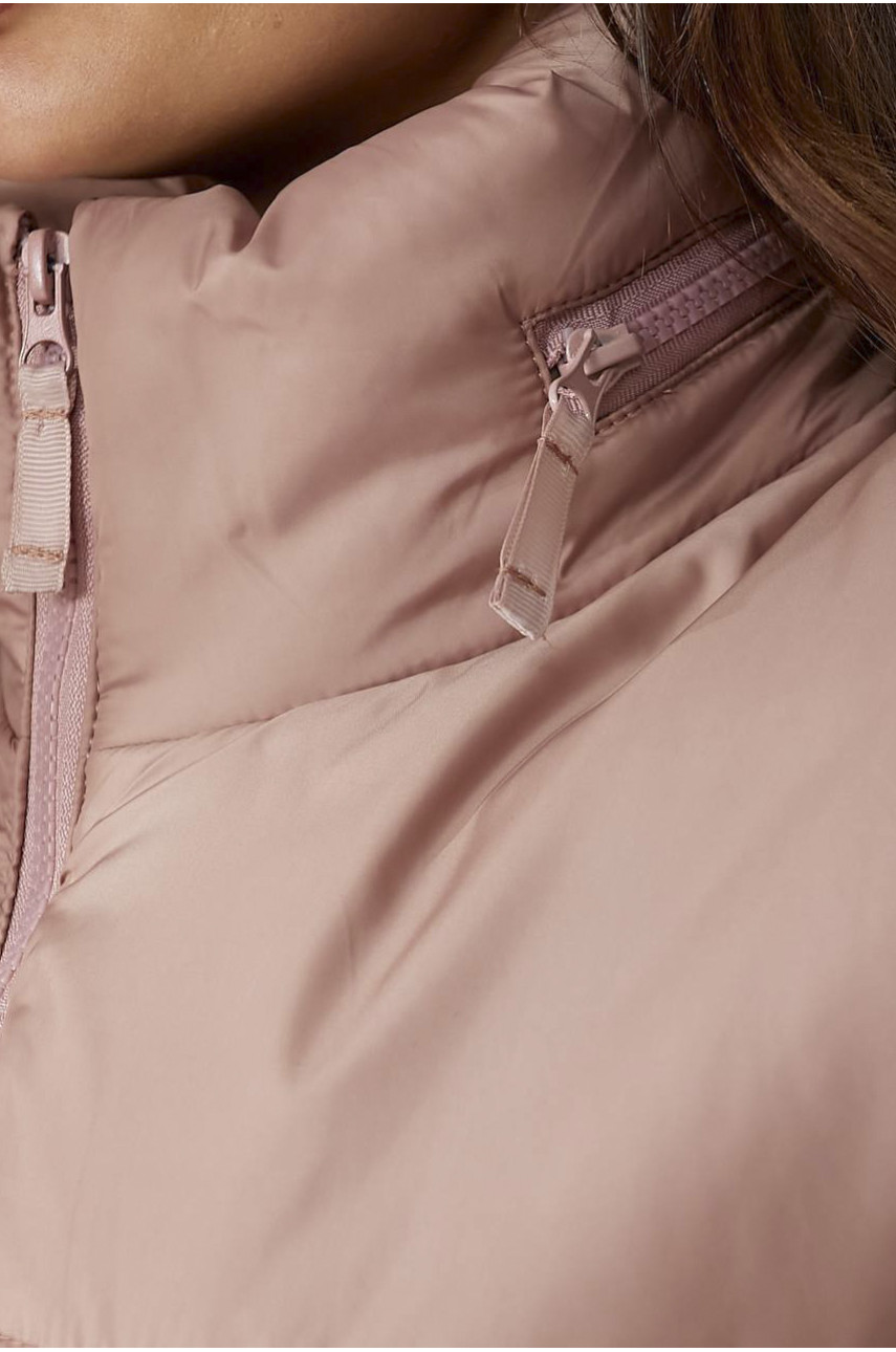 Куртка жіноча демісезонна пудрового кольору 187149 Куртка жіноча демісезонна пудрового кольору 187149