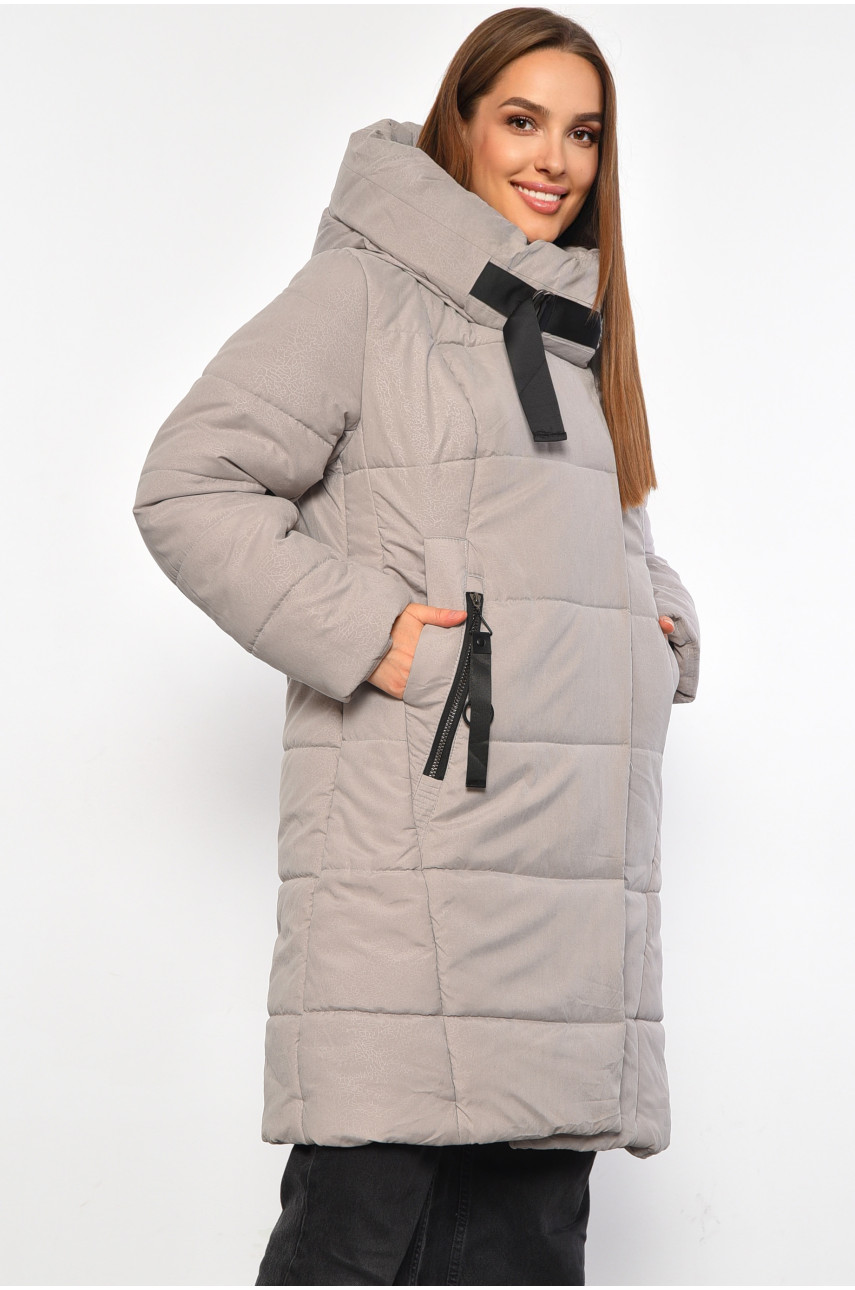 Куртка жіноча напівбатальна єврозима світло-сірого кольору 187165 Куртка жіноча напівбатальна єврозима світло-сірого кольору 187165