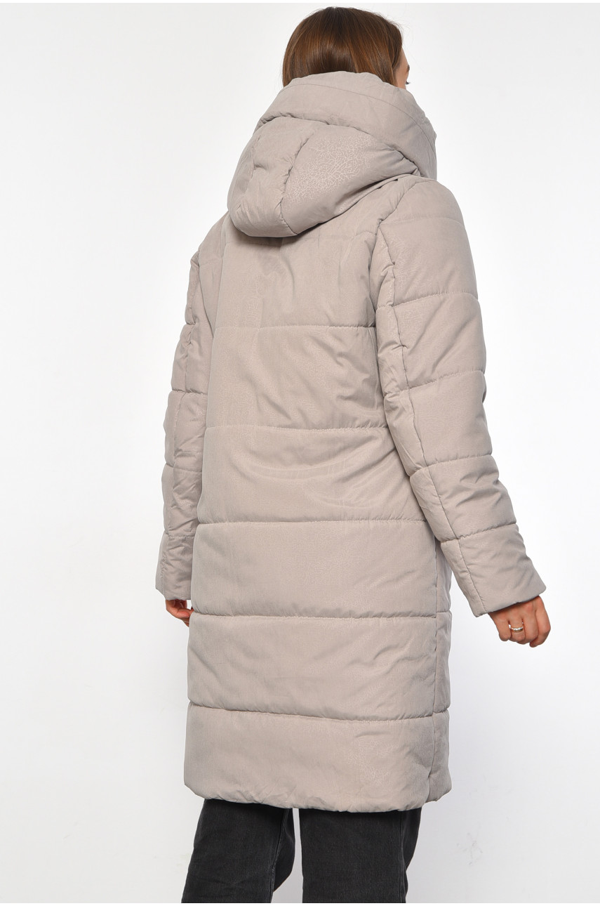 Куртка жіноча напівбатальна єврозима світло-сірого кольору 187165 Куртка жіноча напівбатальна єврозима світло-сірого кольору 187165