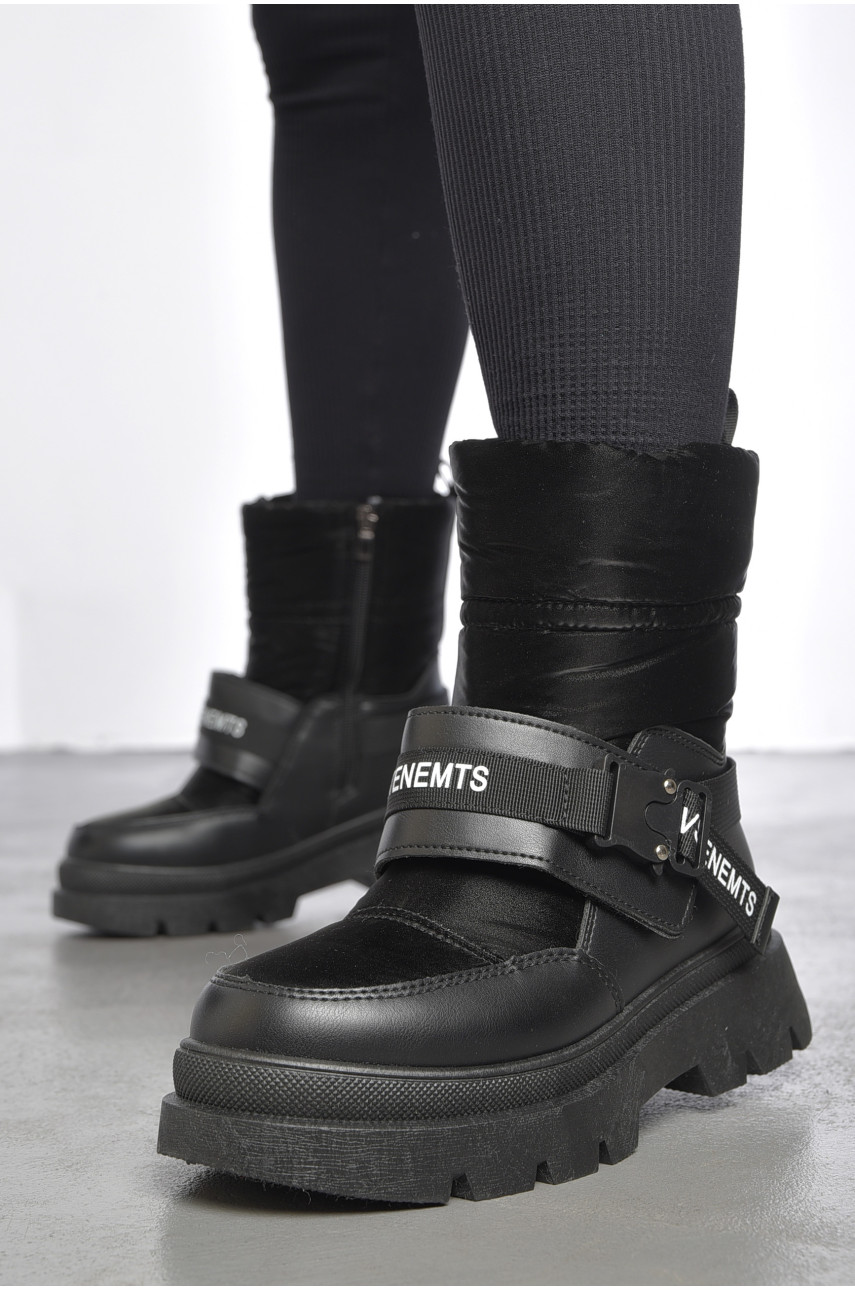 Полусапоги женские на меху черного цвета 27 187182