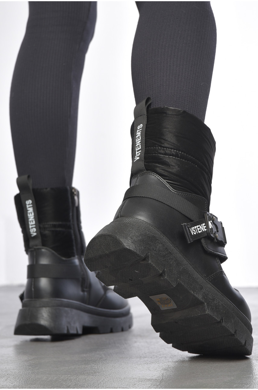 Полусапоги женские на меху черного цвета 27 187182