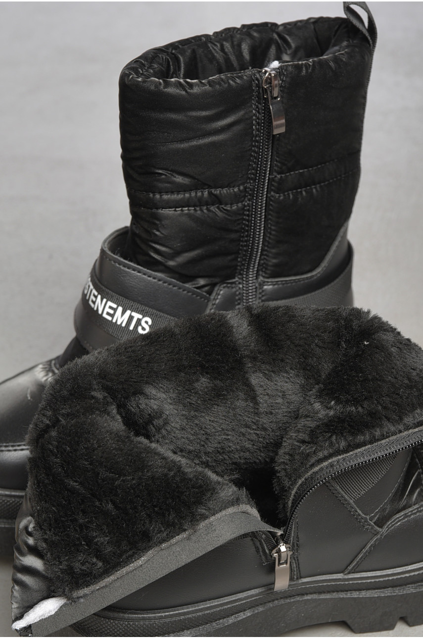 Полусапоги женские на меху черного цвета 27 187182