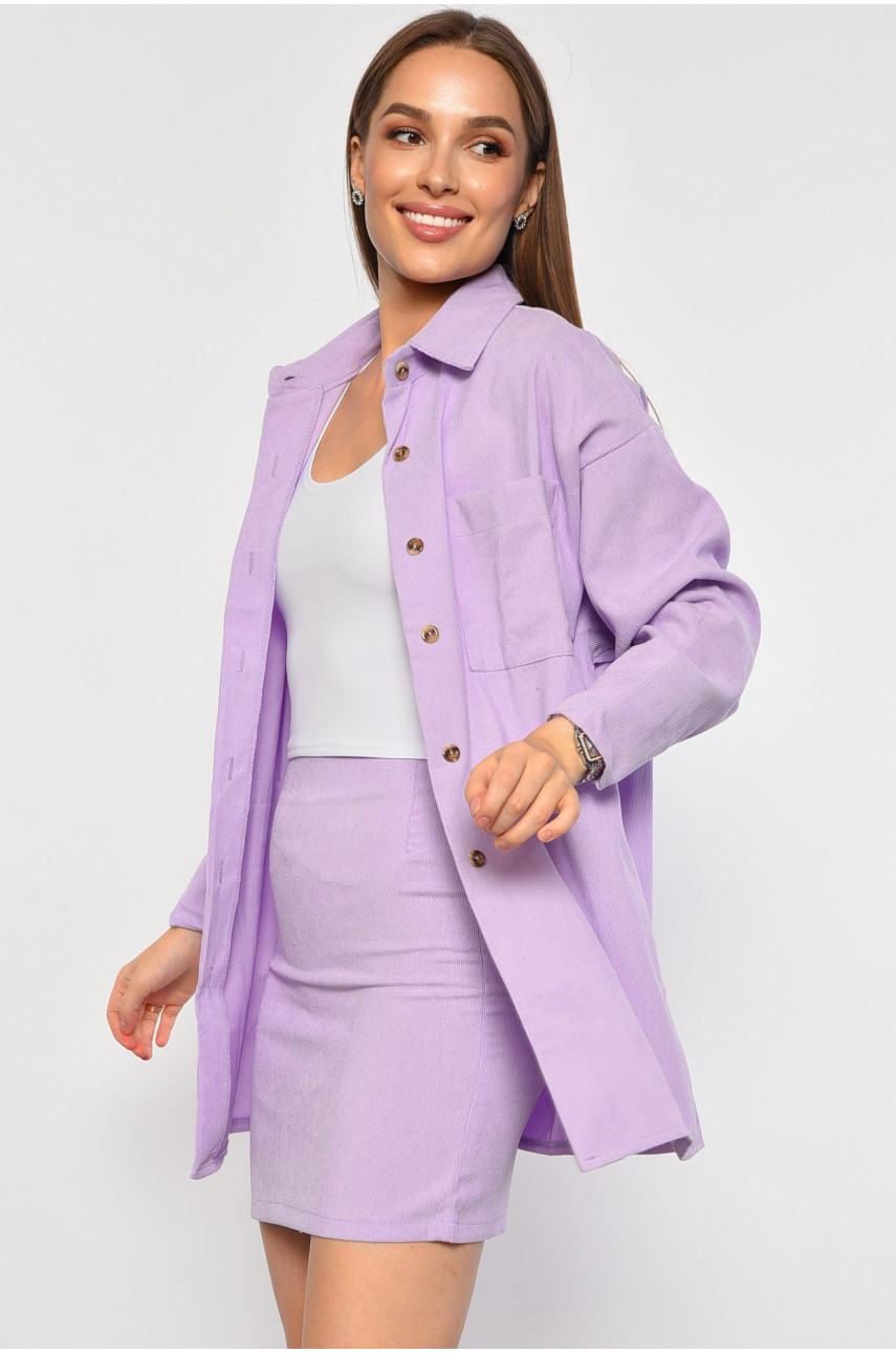 Костюм женский тройка вельветовый сиреневого цвета 586 187229 Костюм женский тройка вельветовый сиреневого цвета 586 187229