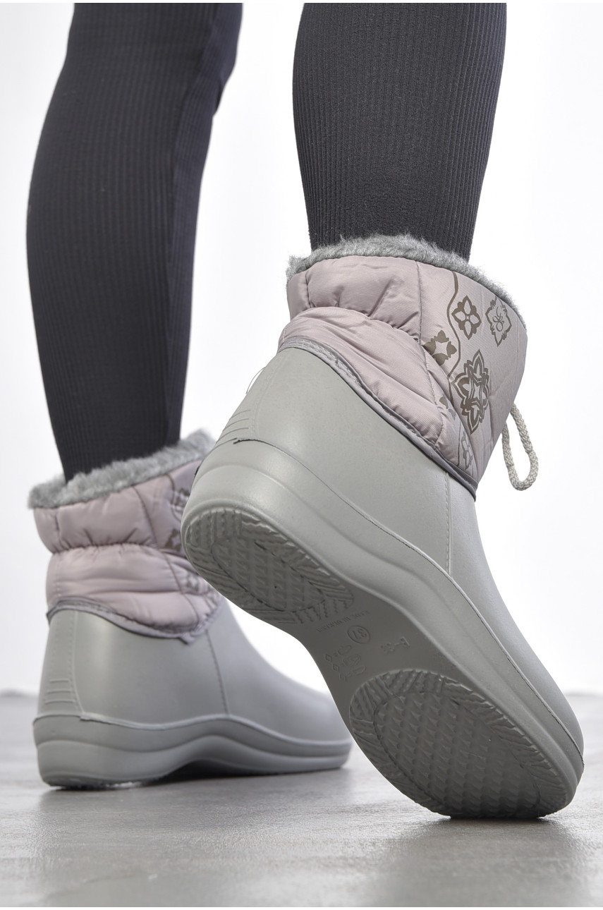 Дутики жіночі на хутрі сірого кольору D335 187253