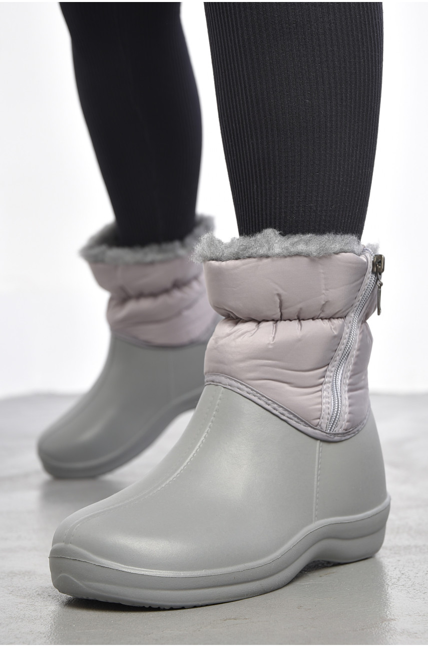 Дутики жіночі на хутрі сірого кольору D338 187255