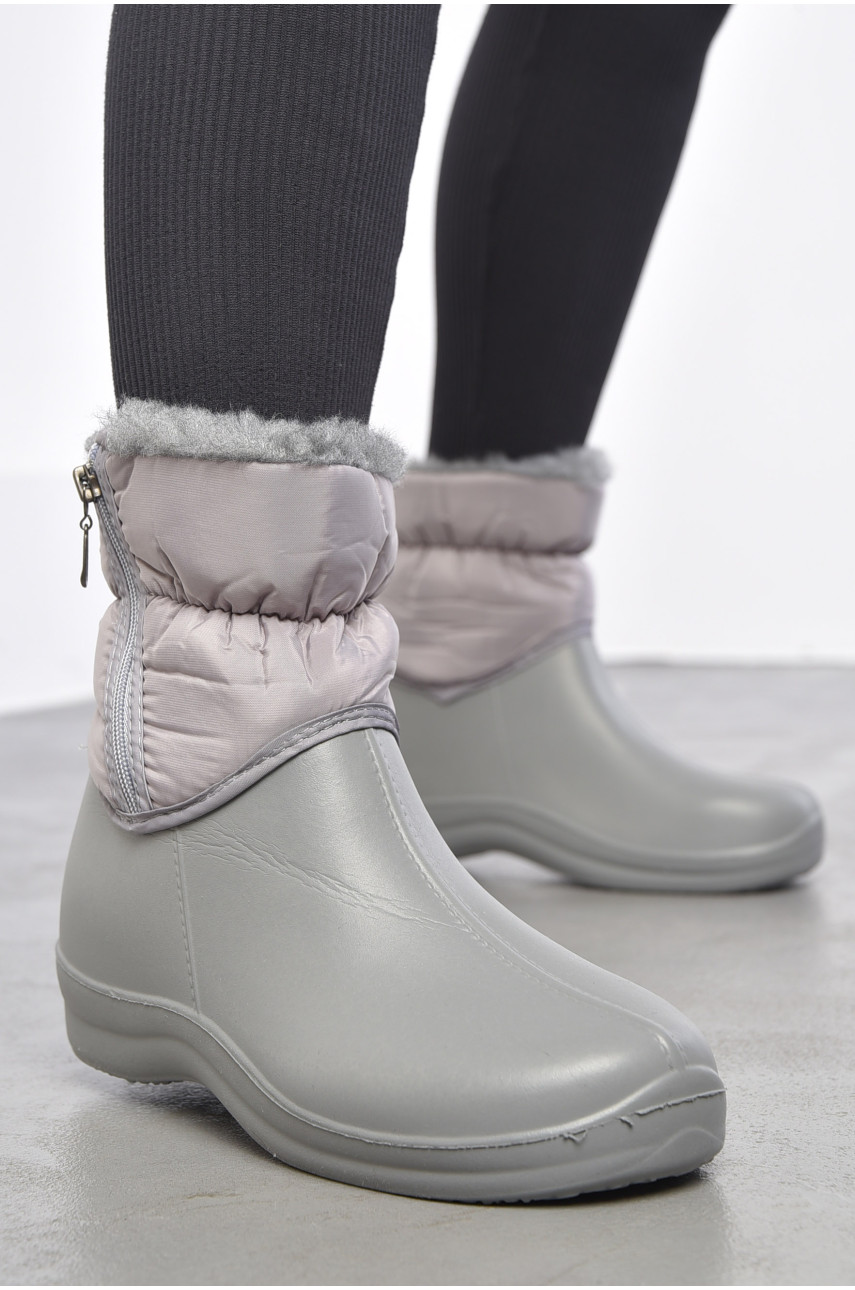 Дутики жіночі на хутрі сірого кольору D338 187255