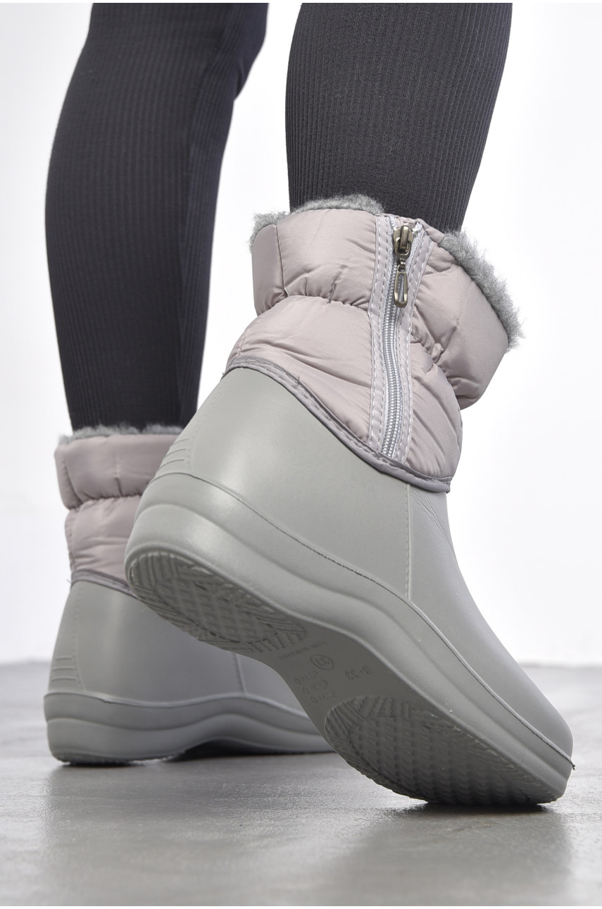 Дутики жіночі на хутрі сірого кольору D338 187255