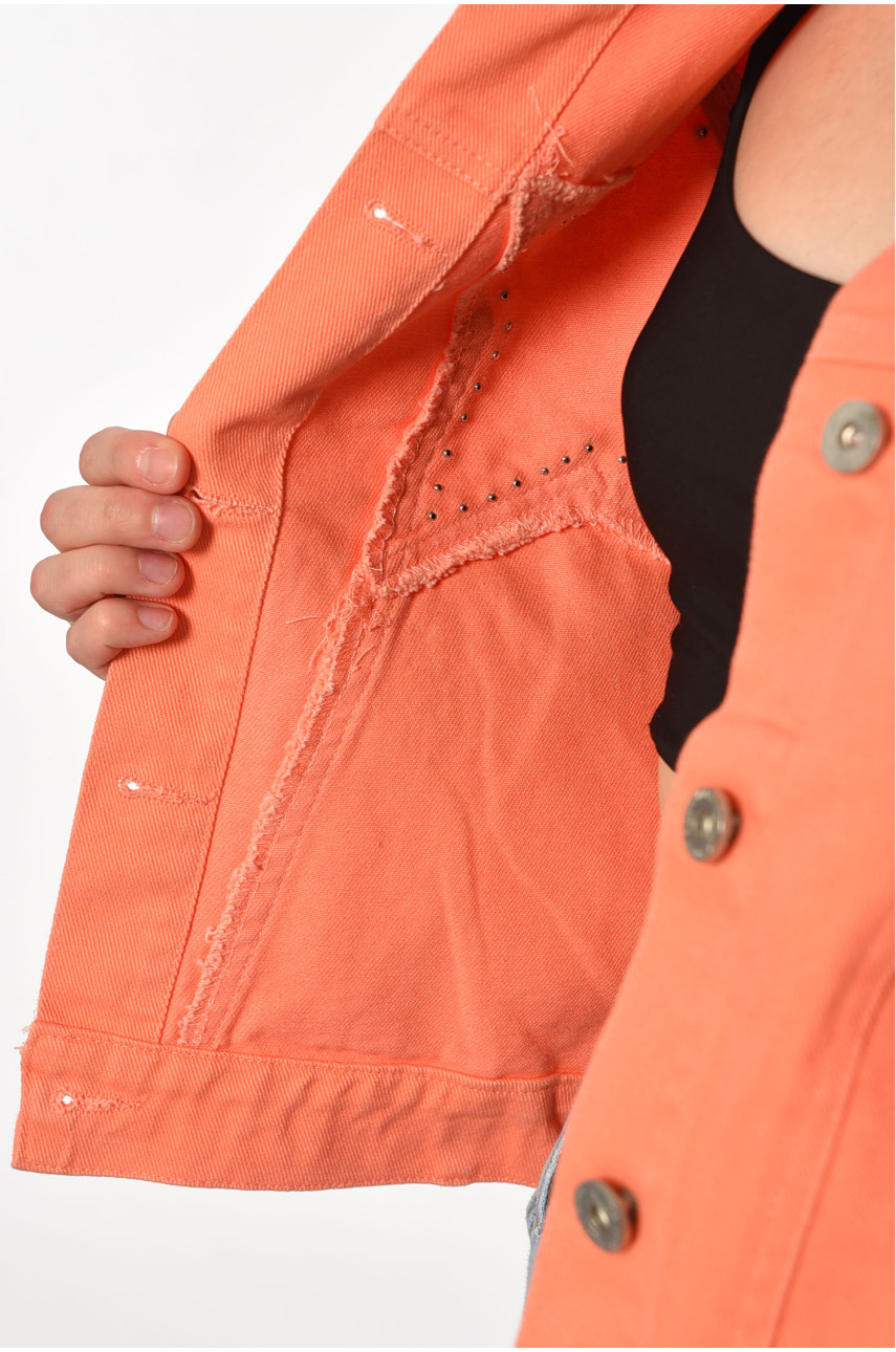 Джинсовка женская оранжевого цвета 5812 187267