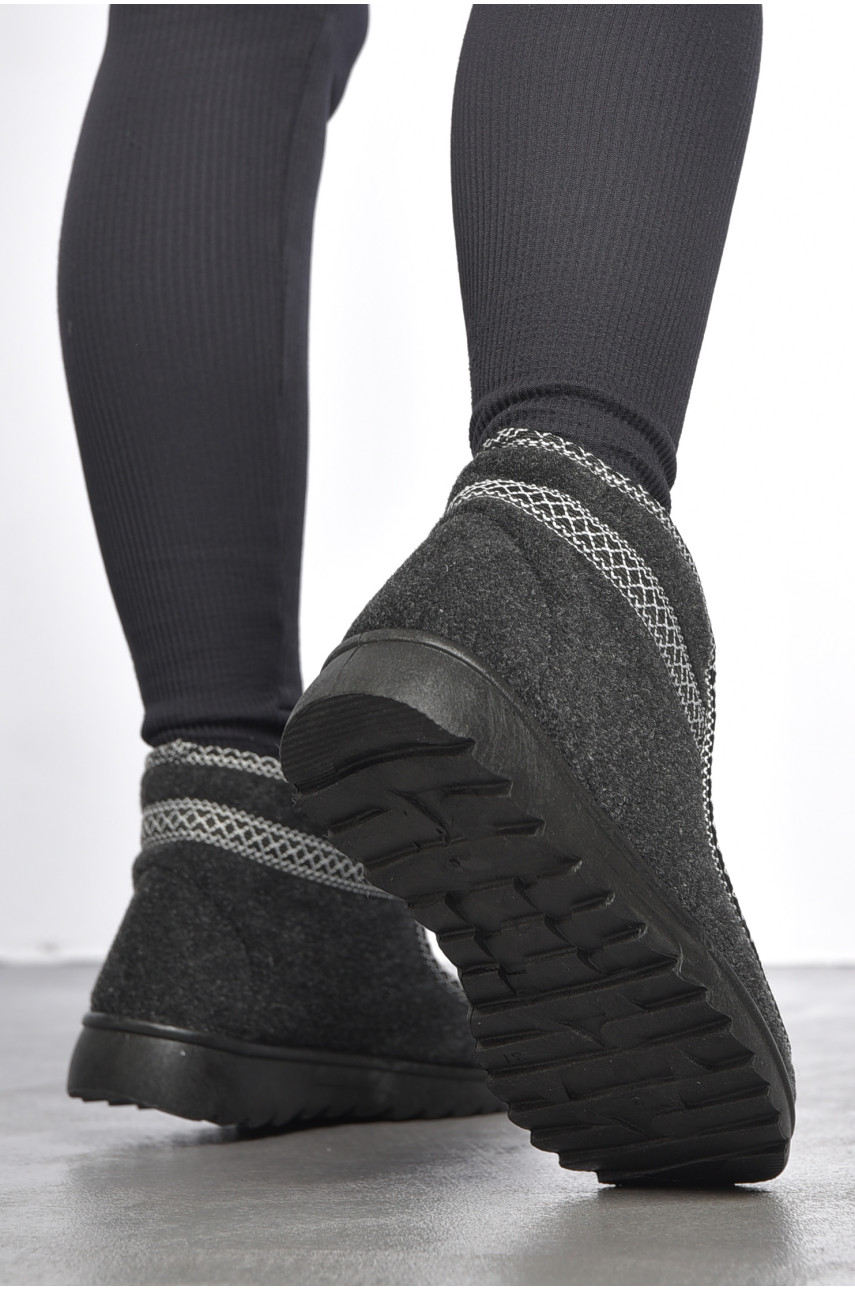 Бурки женские на меху черно-серого цвета 13 187289