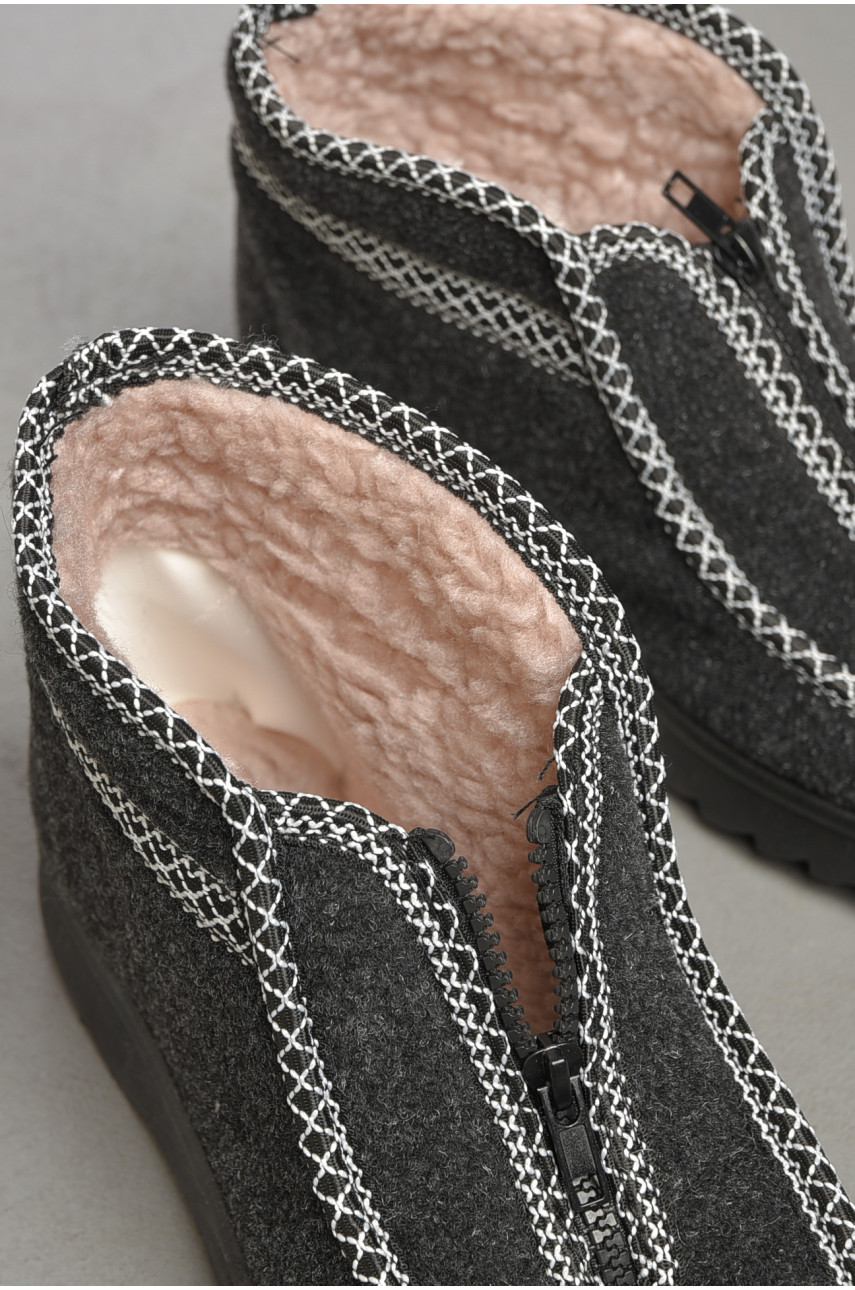 Бурки женские на меху черно-серого цвета 13 187289