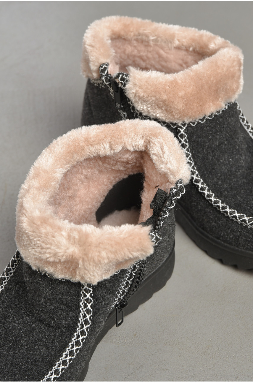 Бурки женские на меху черно-серого цвета 12 187297