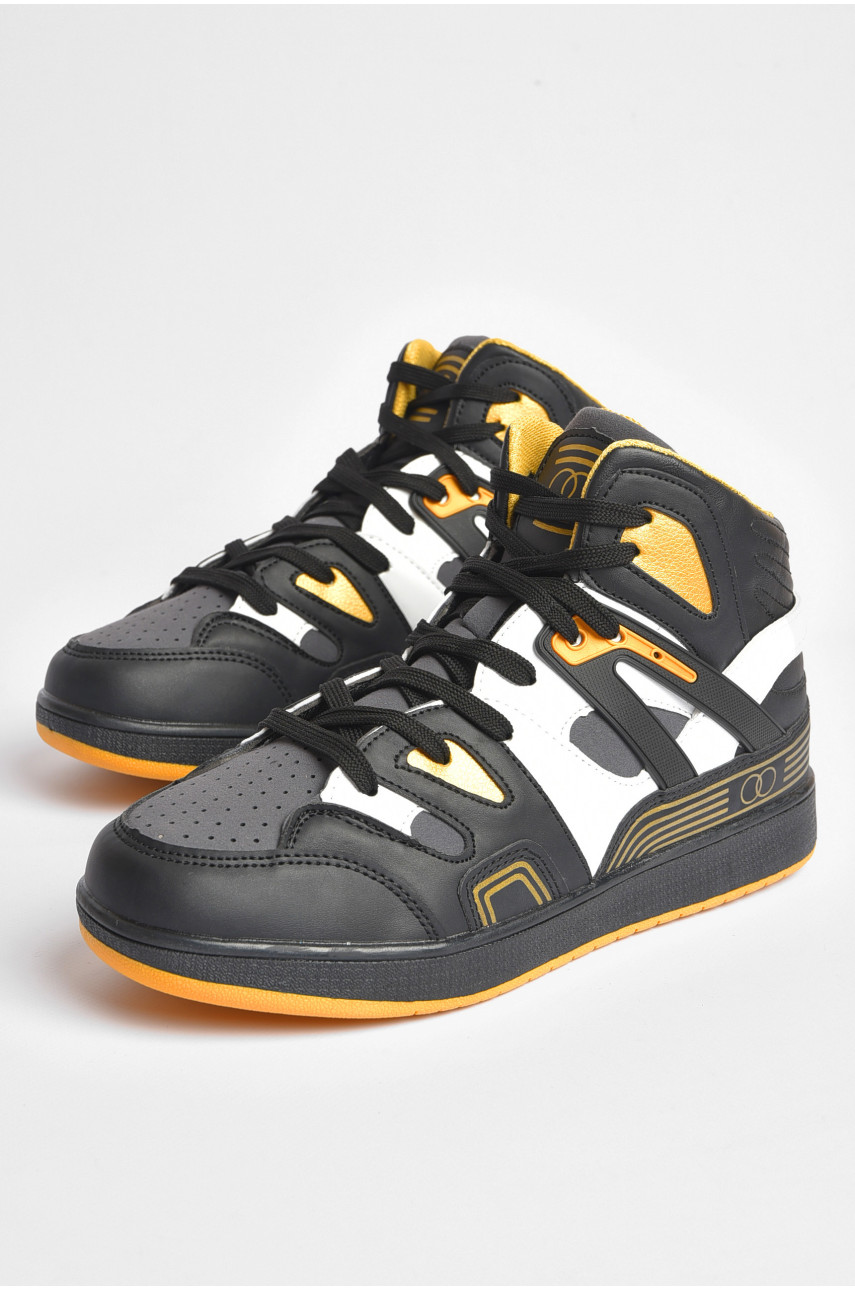Кросівки чоловічі чорного кольору з золотистою вставкою 8939-2 187316 Кросівки чоловічі чорного кольору з золотистою вставкою 8939-2 187316