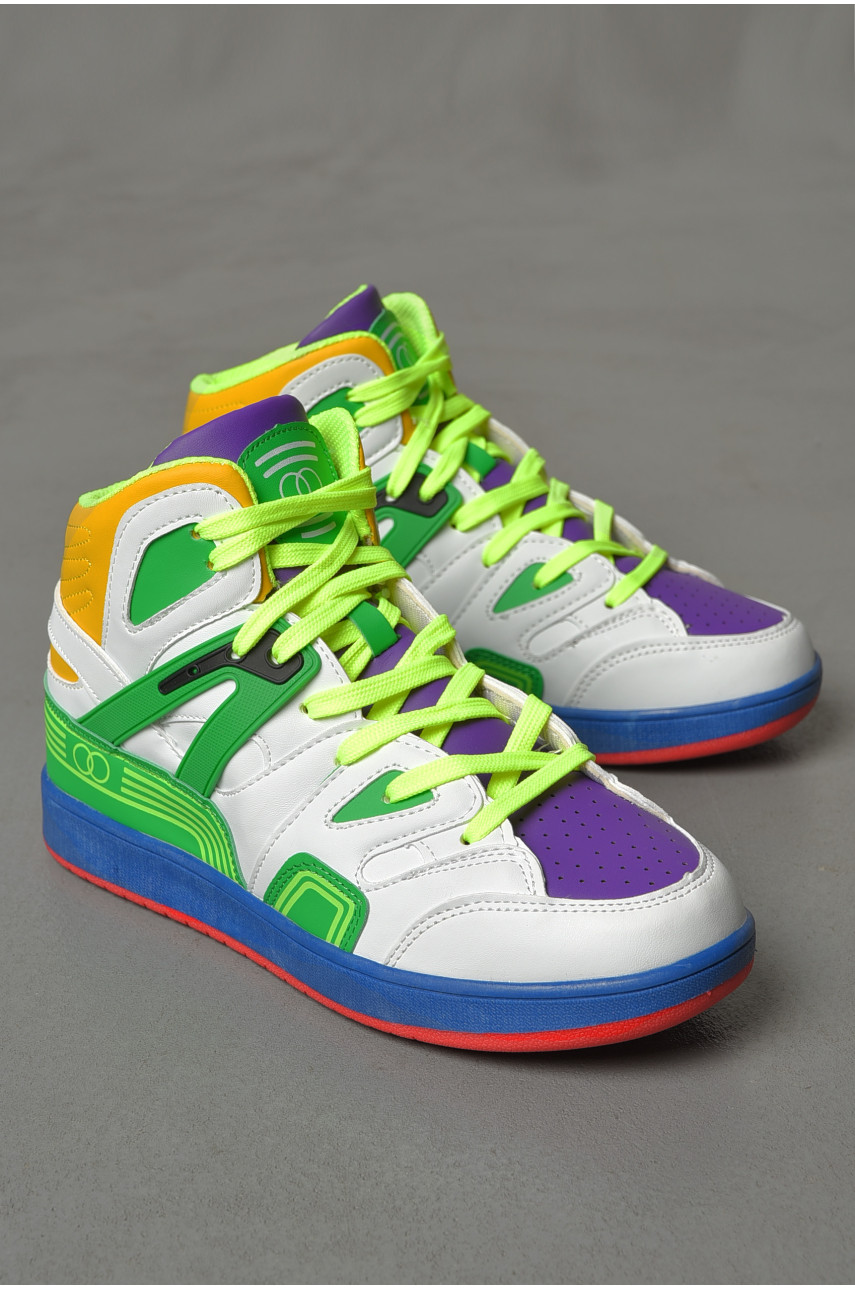 Кросівки чоловічі біло-зеленого кольору на шнурівці 8939-8 187319