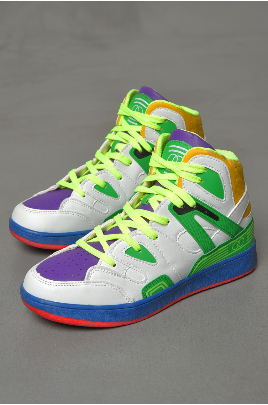 Кросівки чоловічі біло-зеленого кольору на шнурівці 8939-8 187319