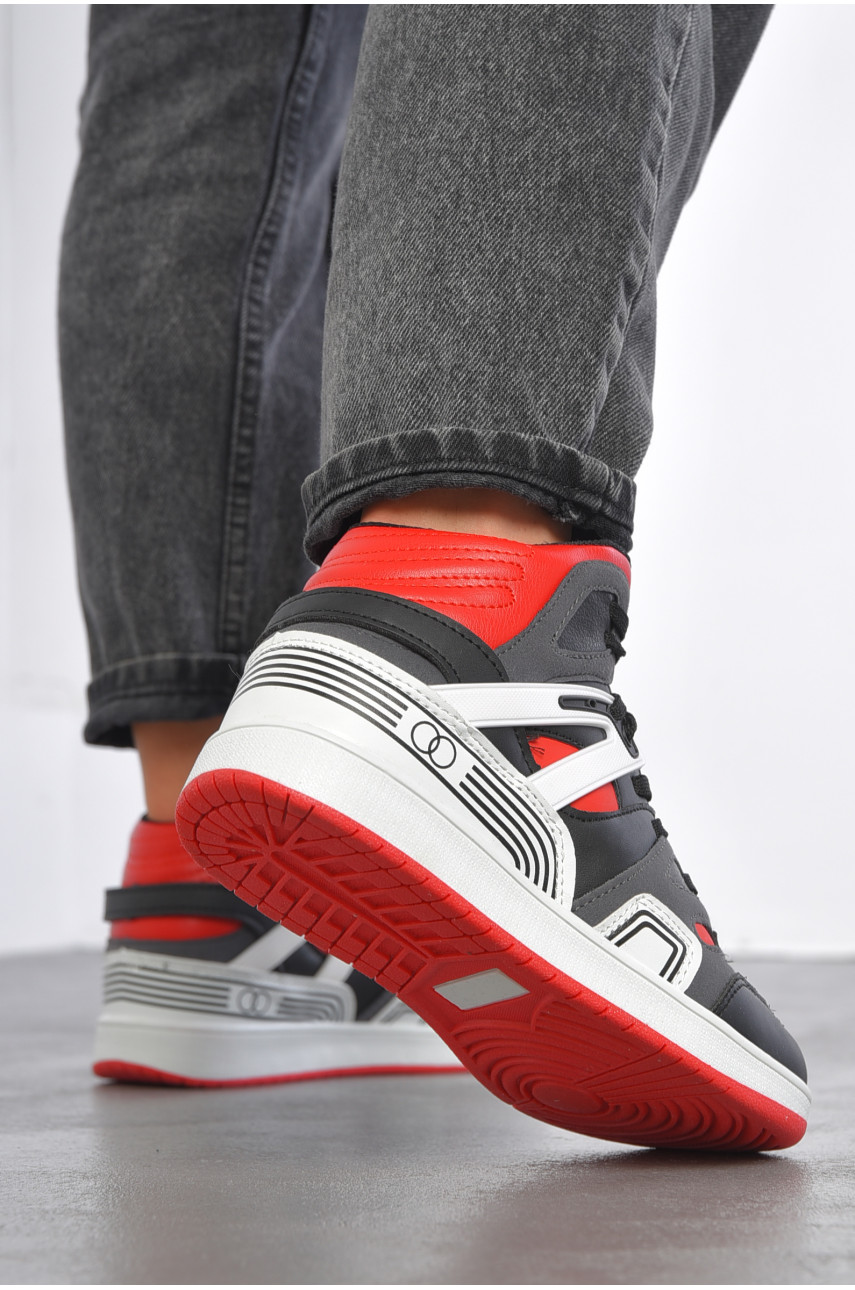 Кросівки жіночі чорного кольору з різнокольоровою вставкою на шнурівці 8939-3 187325