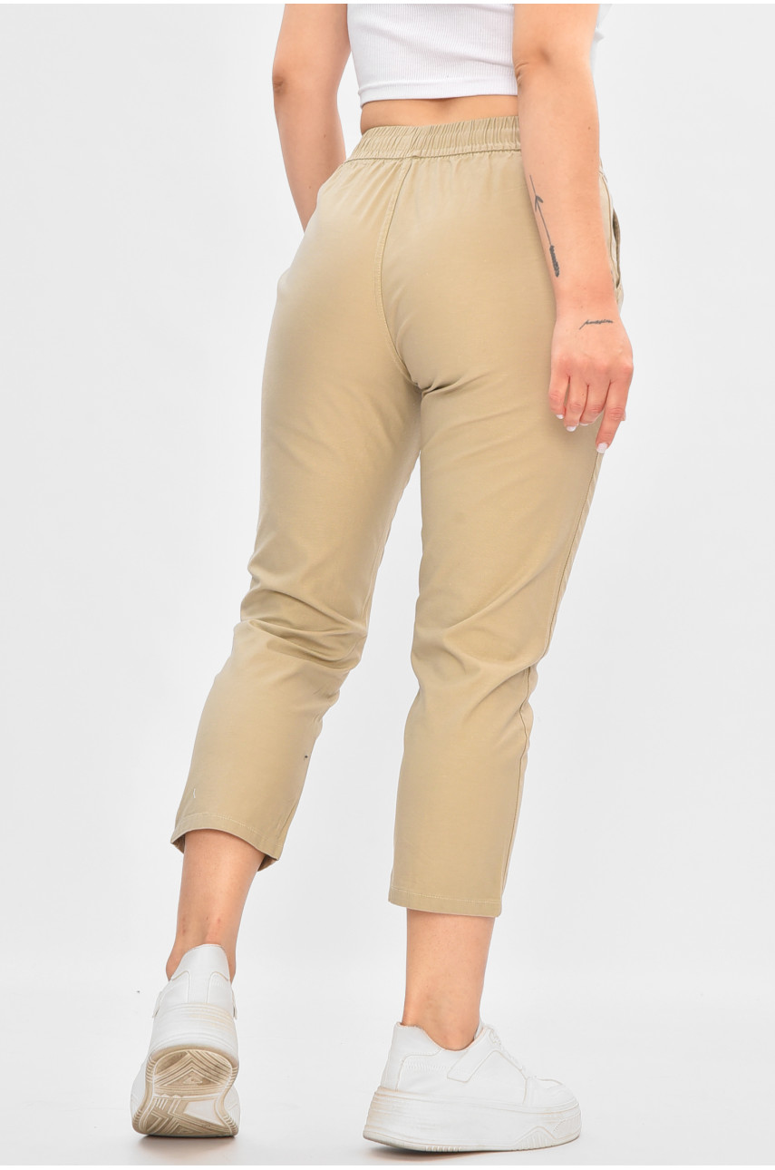 Бриджі жіночі однотонні бежевого кольору G682-1 187331