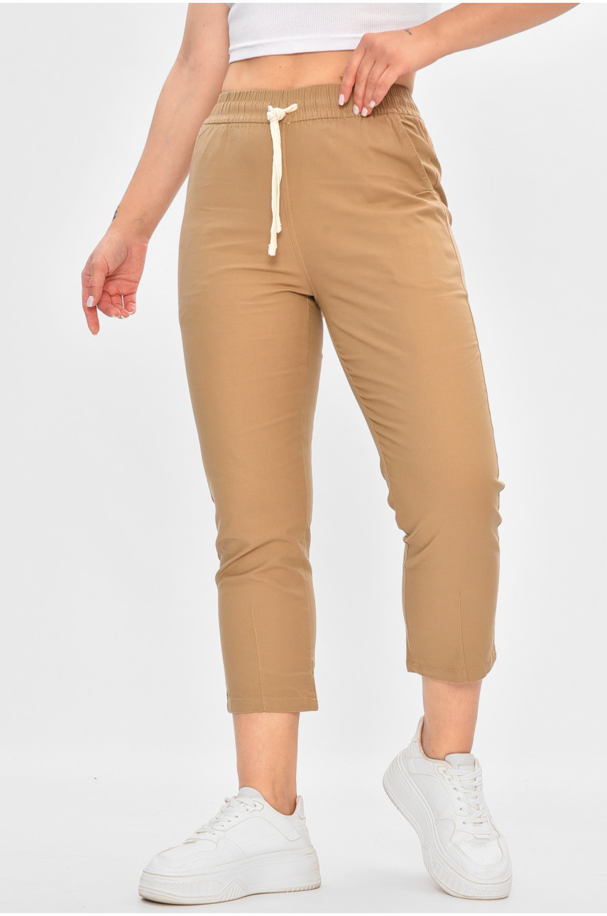 Бриджи женские однотонные светло-коричневого цвета G682-1 187333
