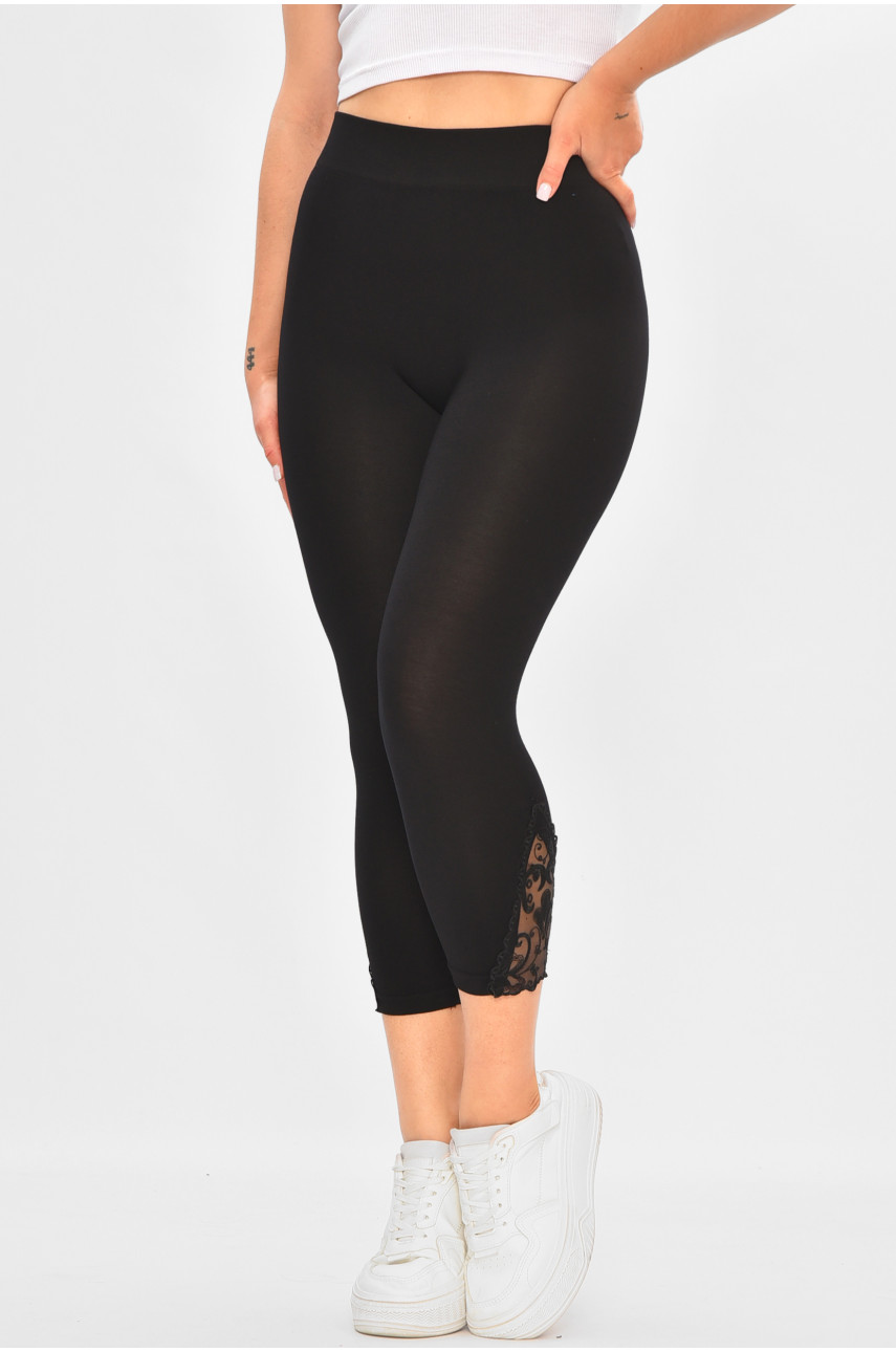 Бриджи женские полубатальные однотонные черного цвета 706-3 187337