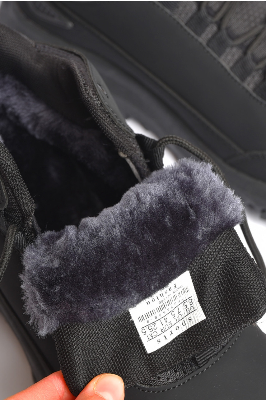 Черевики чоловічі зимові на хутрі чорного кольору 9051-3 187359