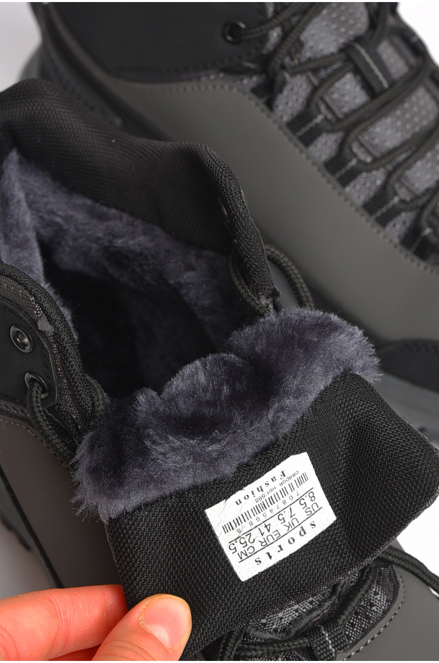 Черевики чоловічі зимові на хутрі сірого кольору 9051-6 187361