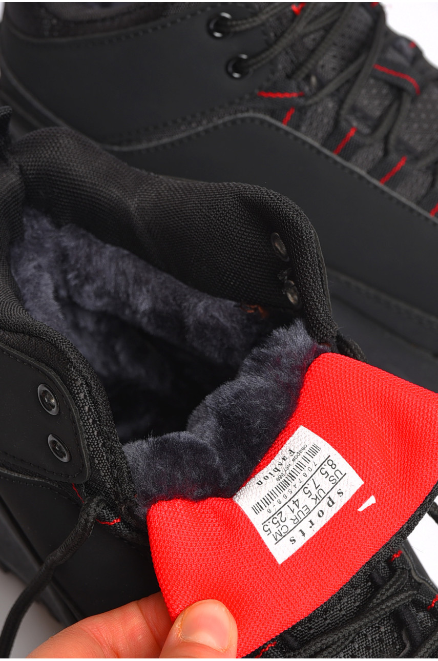 Черевики чоловічі зимові на хутрі чорного кольору 9051-1 187362