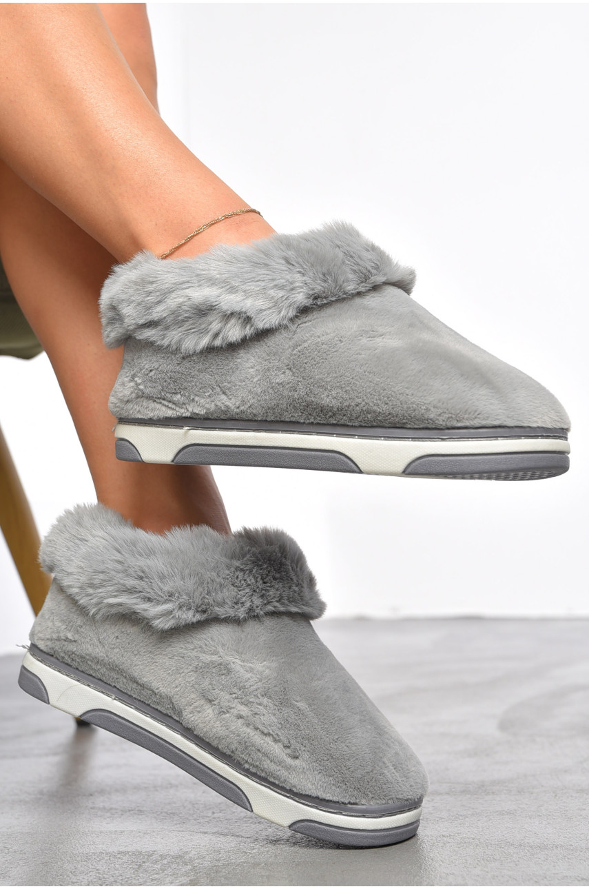 Тапочки домашние женские теплые серого цвета ХКН9 187363 Тапочки домашние женские теплые серого цвета ХКН9 187363