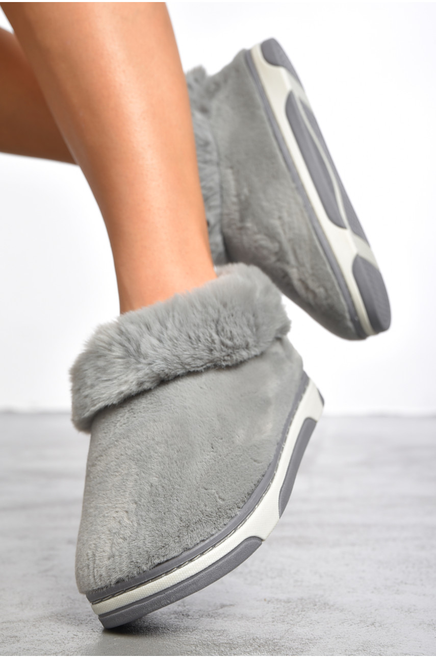 Тапочки домашние женские теплые серого цвета ХКН9 187363 Тапочки домашние женские теплые серого цвета ХКН9 187363