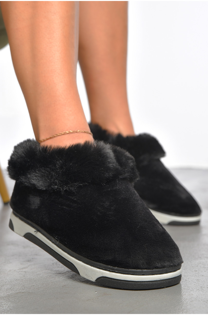 Тапочки домашние женские теплые черного цвета ХКН9 187364 Тапочки домашние женские теплые черного цвета ХКН9 187364