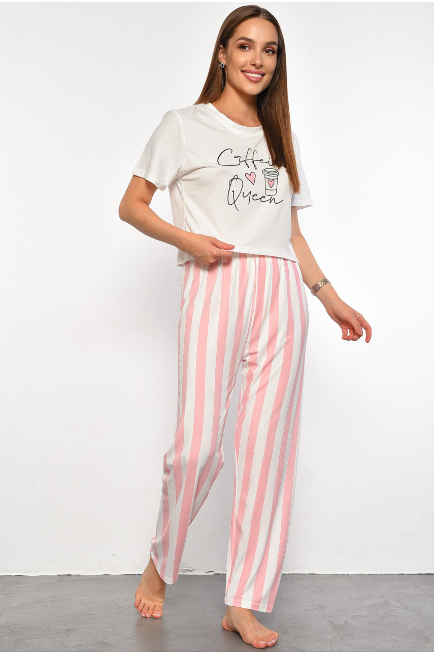 Піжама жіноча білого кольору з принтом 3058 187380