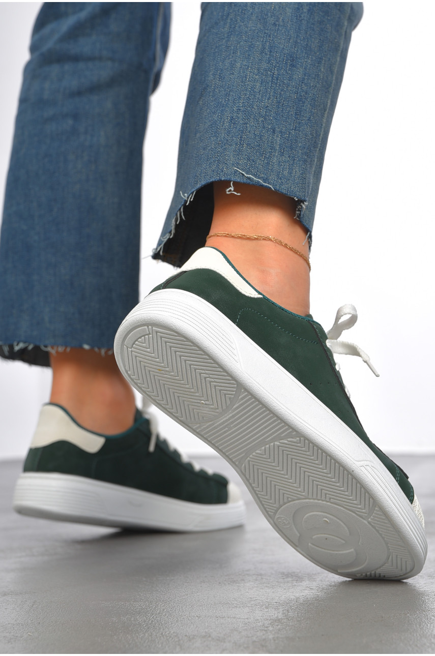 Кросівки жіночі темно-зеленого кольору на шнурівці 0213-6 187391