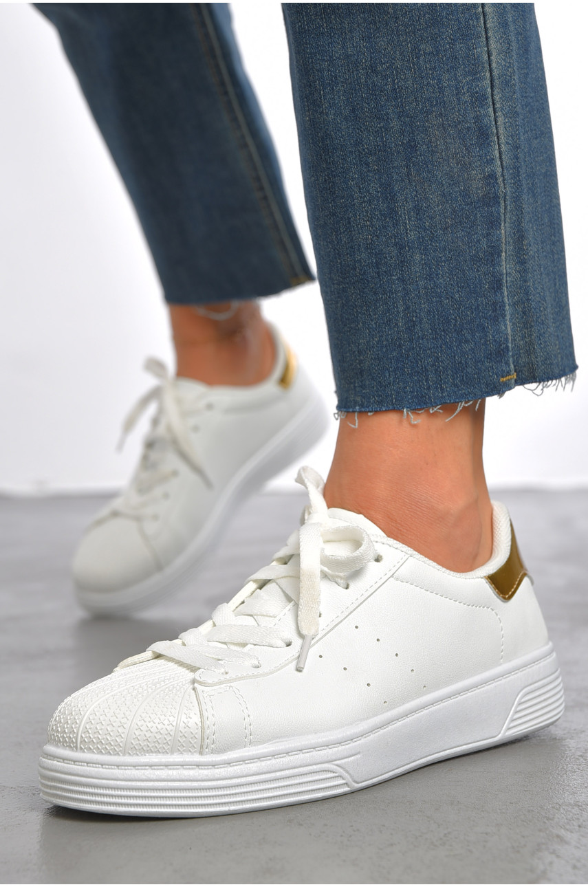 Кросівки жіночі білого кольору на шнурівці 0213-4 187393 Кросівки жіночі білого кольору на шнурівці 0213-4 187393