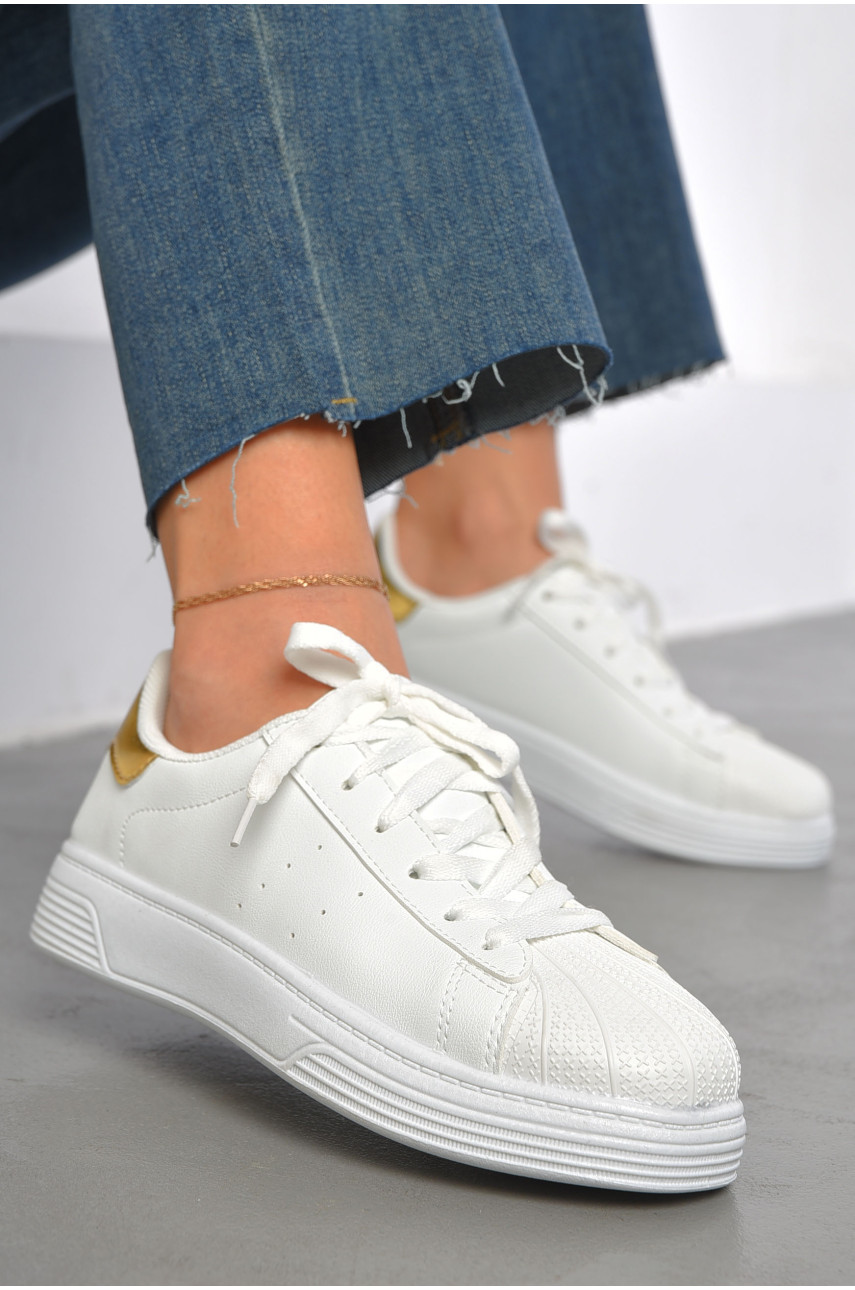 Кросівки жіночі білого кольору на шнурівці 0213-4 187393 Кросівки жіночі білого кольору на шнурівці 0213-4 187393