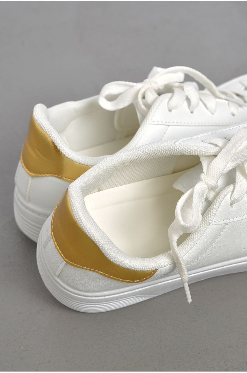 Кросівки жіночі білого кольору на шнурівці 0213-4 187393 Кросівки жіночі білого кольору на шнурівці 0213-4 187393