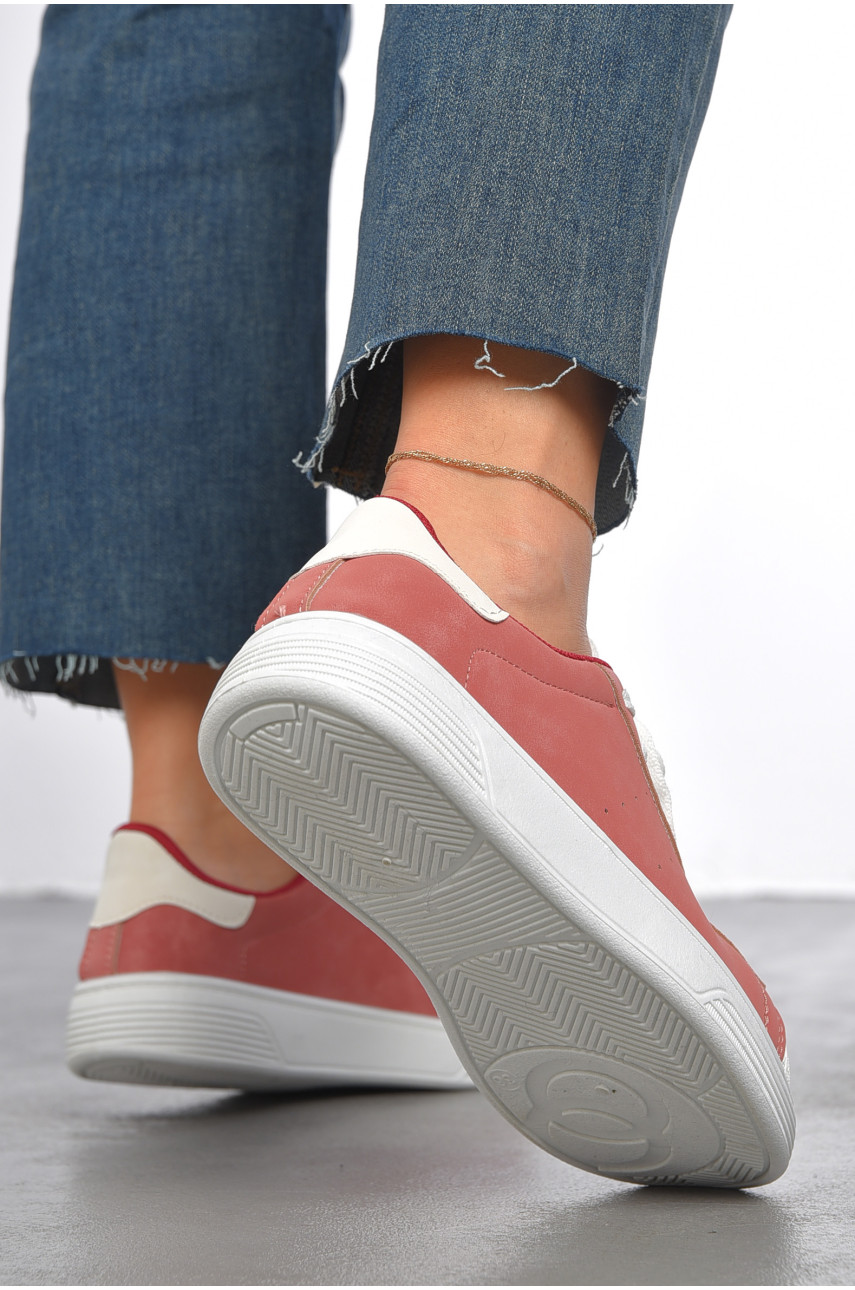 Кросівки жіночі темно-рожевого кольору на шнурівці 0213-6 187395