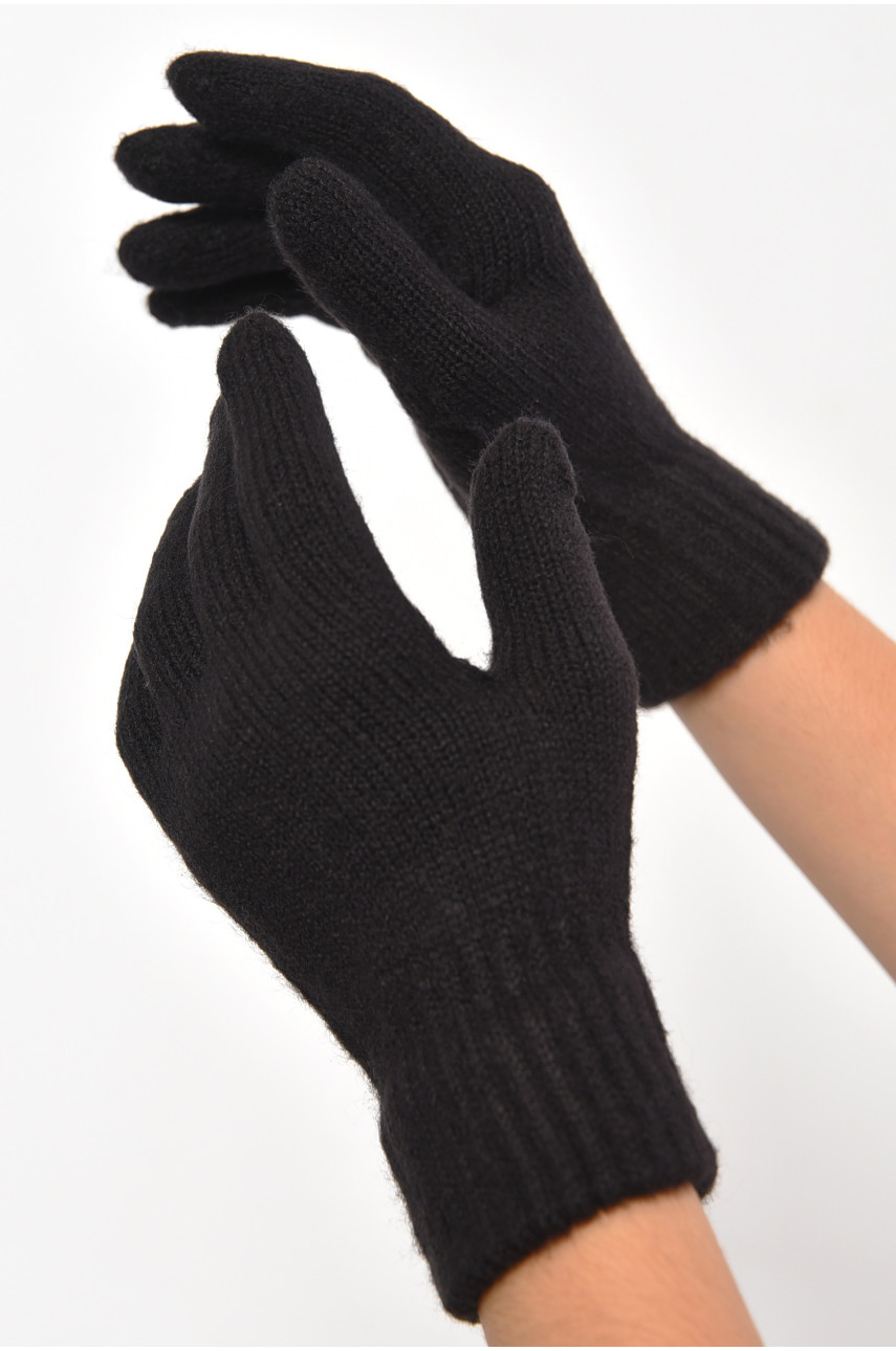 Перчатки женские трикотажные с начесом черного цвета 3841 187410