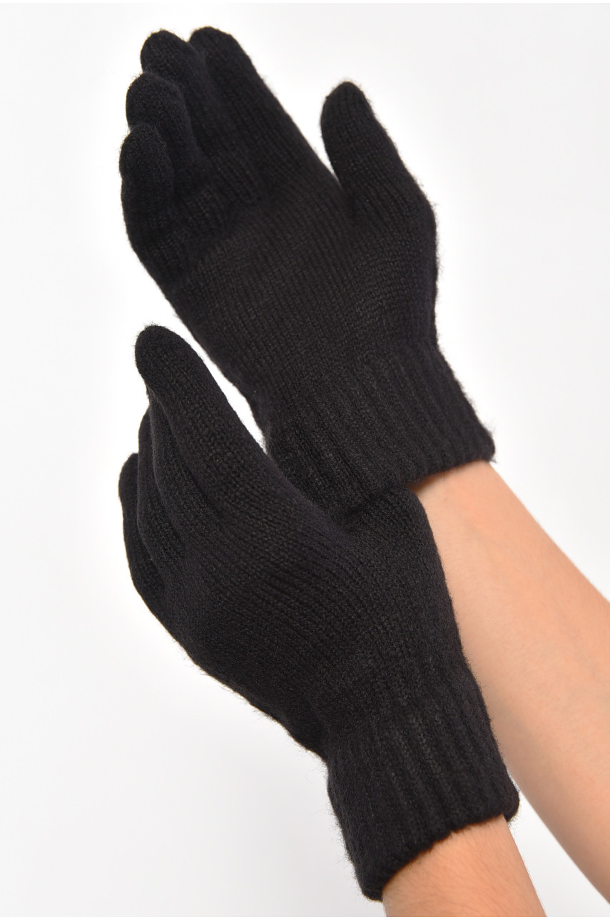 Перчатки женские трикотажные с начесом черного цвета 3841 187410